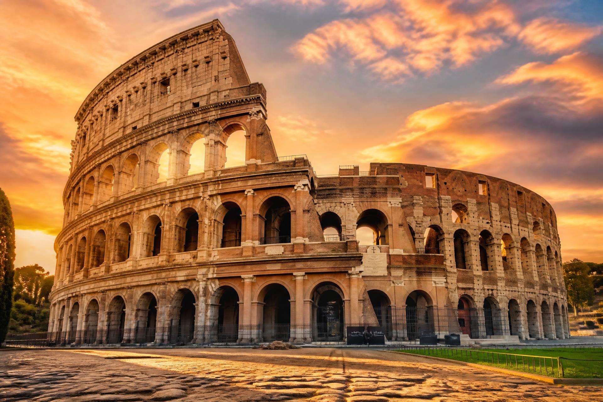 Vista panoramica di Roma al tramonto